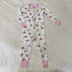 Hanna Andersson Mouse Zippered Pajamas 18-24 months Small bow footless pajamas